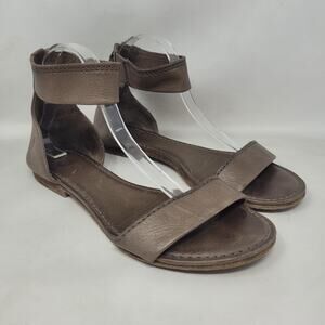 Frye Sandals 11 Carson Brown Leather Gladiator Ankle Zip Strap Back Flat Comfort